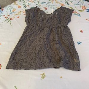 Grey gray lace free people short sleeve top large
